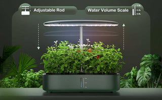 Høyden på lyset kan justeres, og vannmengden kan avleses.