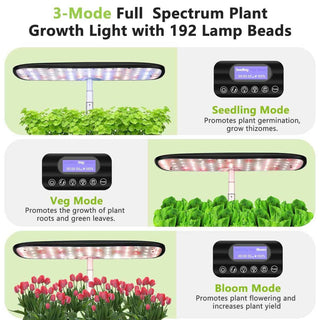 Den hydroponiske plantekassen har tre settinger fra frø til spire og frem til voksen plante.