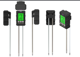 Jord og fuktmåler vist fra flere vinkler