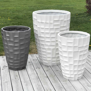 Korshavn krukka hvit og grå med mosaikk mønster