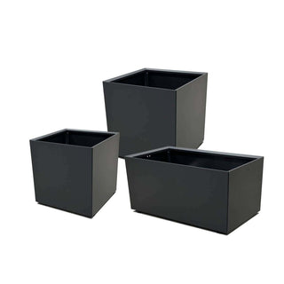 Plantekasse i galvanisert stål, 50x50x50, med selvvanning, antrasitt