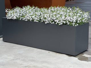 Plantekasse i galvanisert stål, 140x40x40, med selvvanning, antrasitt